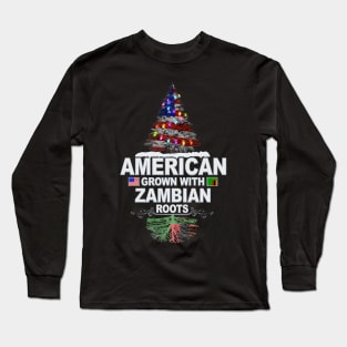 Christmas Tree  American Grown With Zambian Roots - Gift for Zambian From Zambia Long Sleeve T-Shirt